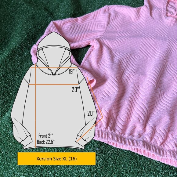 Xersion Ultra Soft Geometric Textured Pink Scuba Hoodie Sweatshirt Youth Size XL - Picture 2 of 11